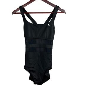 Nike‎ Swim Mesh One-Piece Swimsuit Women's S Black Sheer Athletic